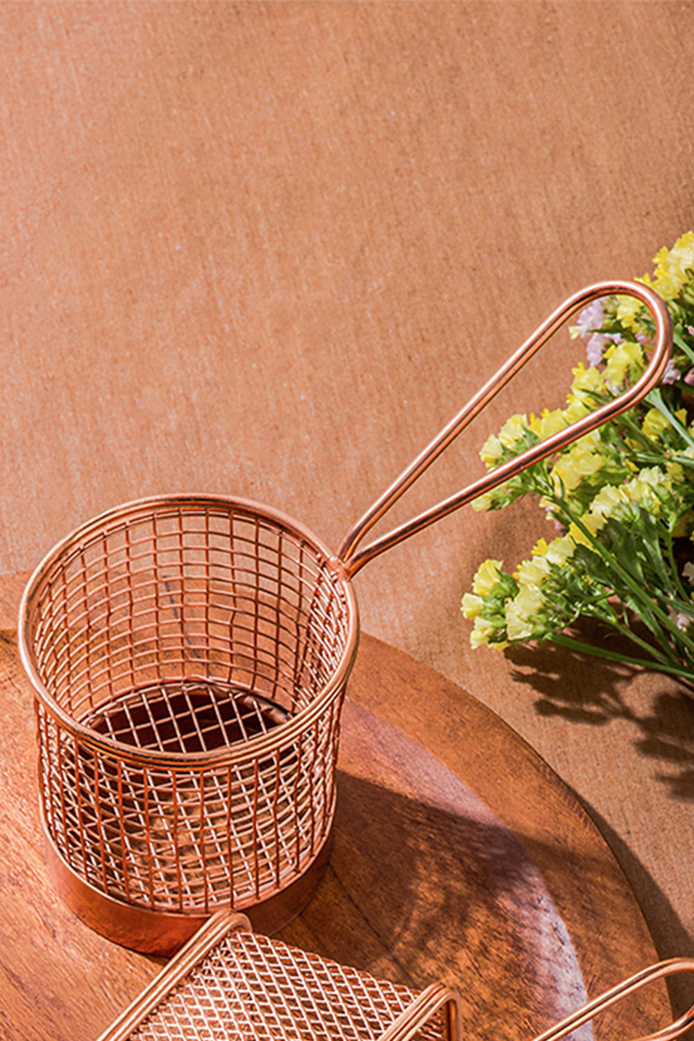 Copper Round Mesh Serving Basket- Set of 2