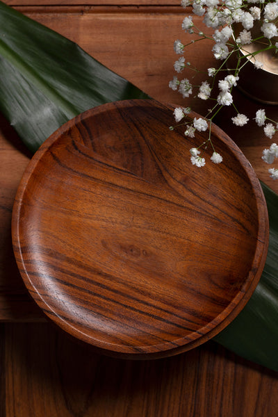 Acacia Wood Side Plate 8"- Set of 4